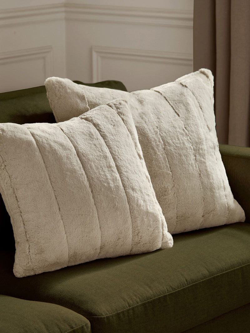 Paoletti Oatmeal Empress faux fur cushion - British product