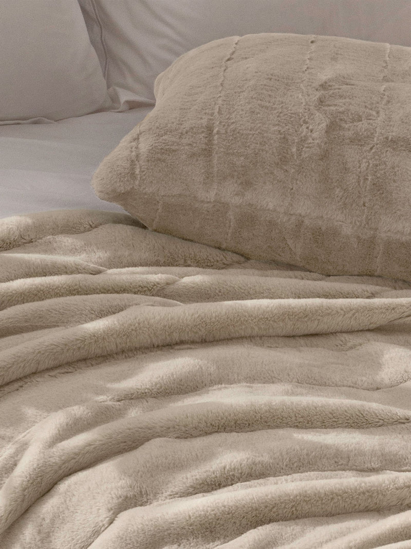 Paoletti Oatmeal Empress faux fur cushion - British product