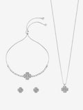 Jon Richard silver pave clover trio jewellery set, UK version