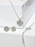 Jon Richard silver pave clover trio jewellery set, UK version