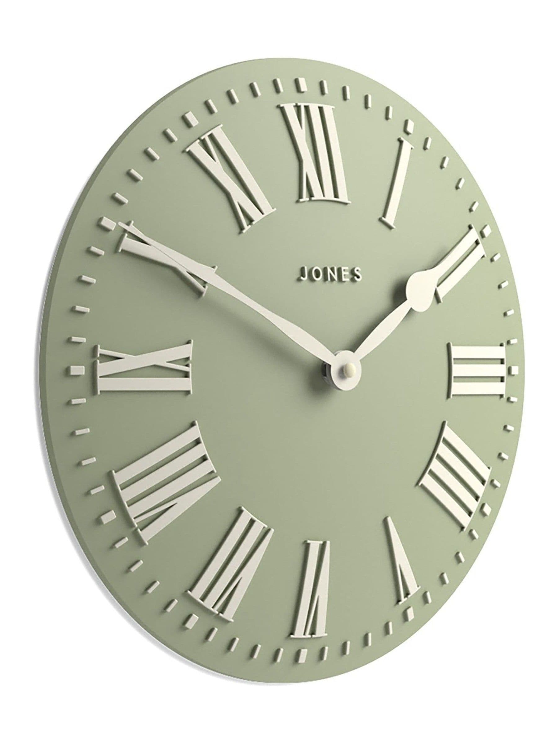 Jones Clocks sage green strand convex wall clock 30cm, UK version