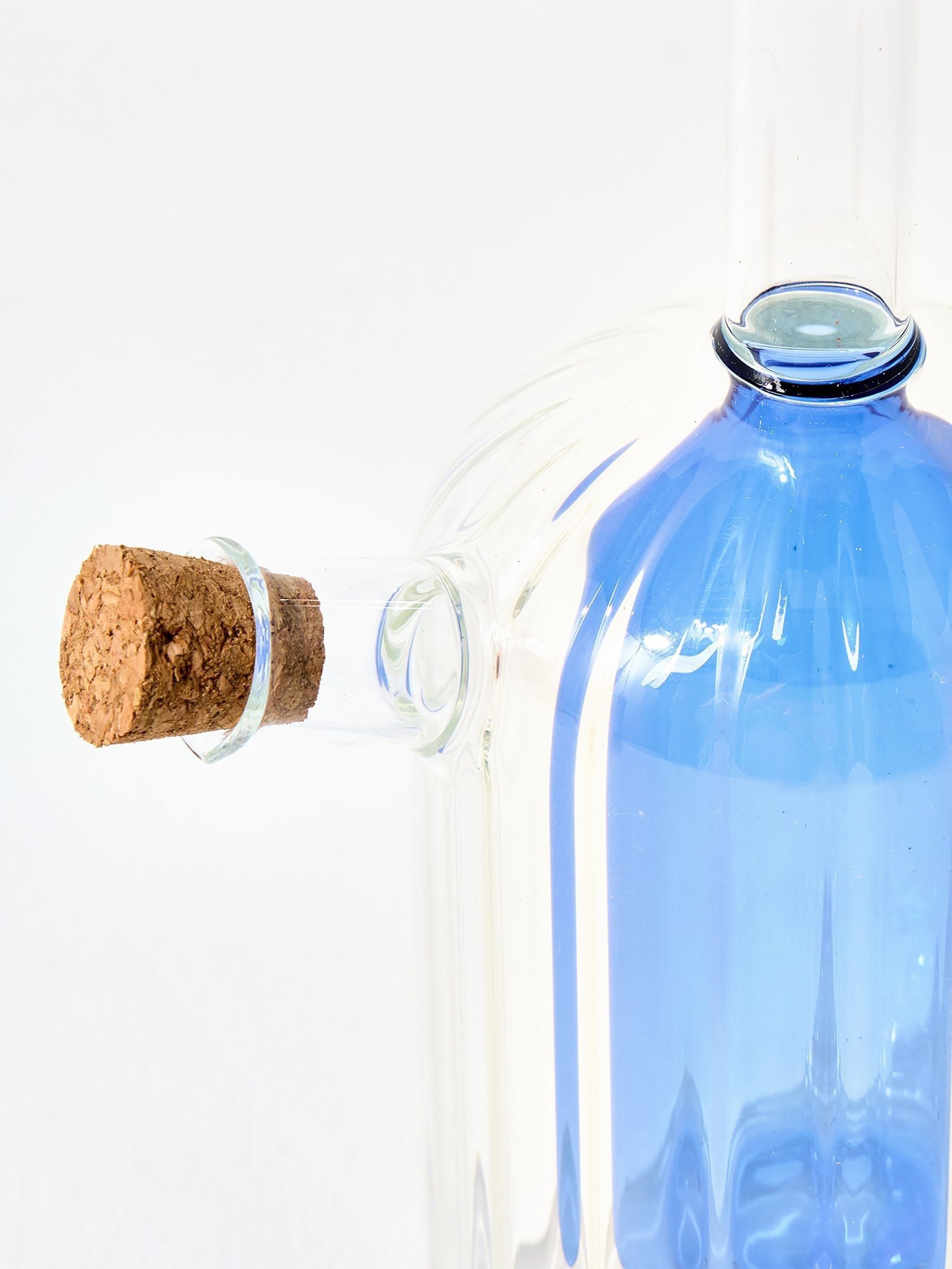 Oliver Bonas blue glass oil and vinegar bottle, UK version