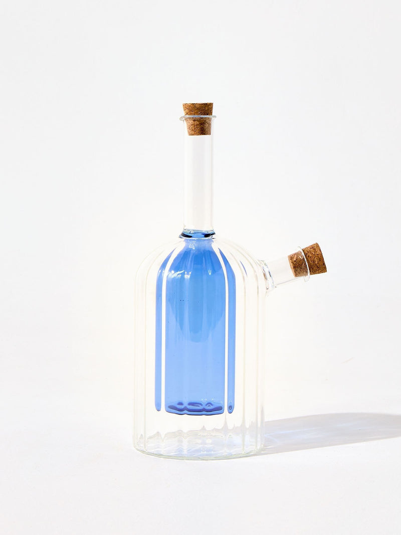Oliver Bonas blue glass oil and vinegar bottle, UK version