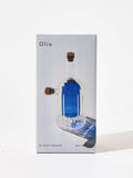 Oliver Bonas blue glass oil and vinegar bottle, UK version