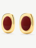 D.LOUISE oval statement earrings red gold tone waterproof (British brand)