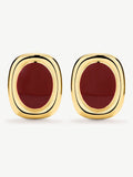 D.LOUISE oval statement earrings red gold tone waterproof (British brand)