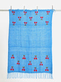 Oliver Bonas blue crochet cherries throw 170x130cm - British product