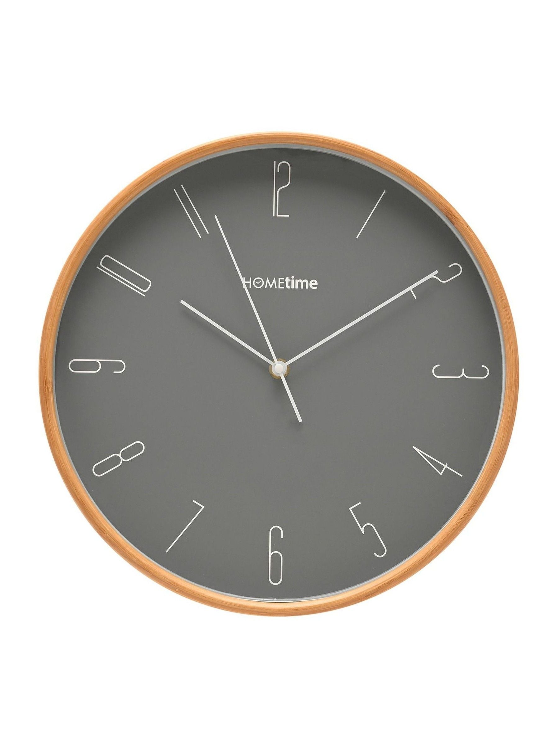 Widdop oak bamboo wall clock with grey dial - British product