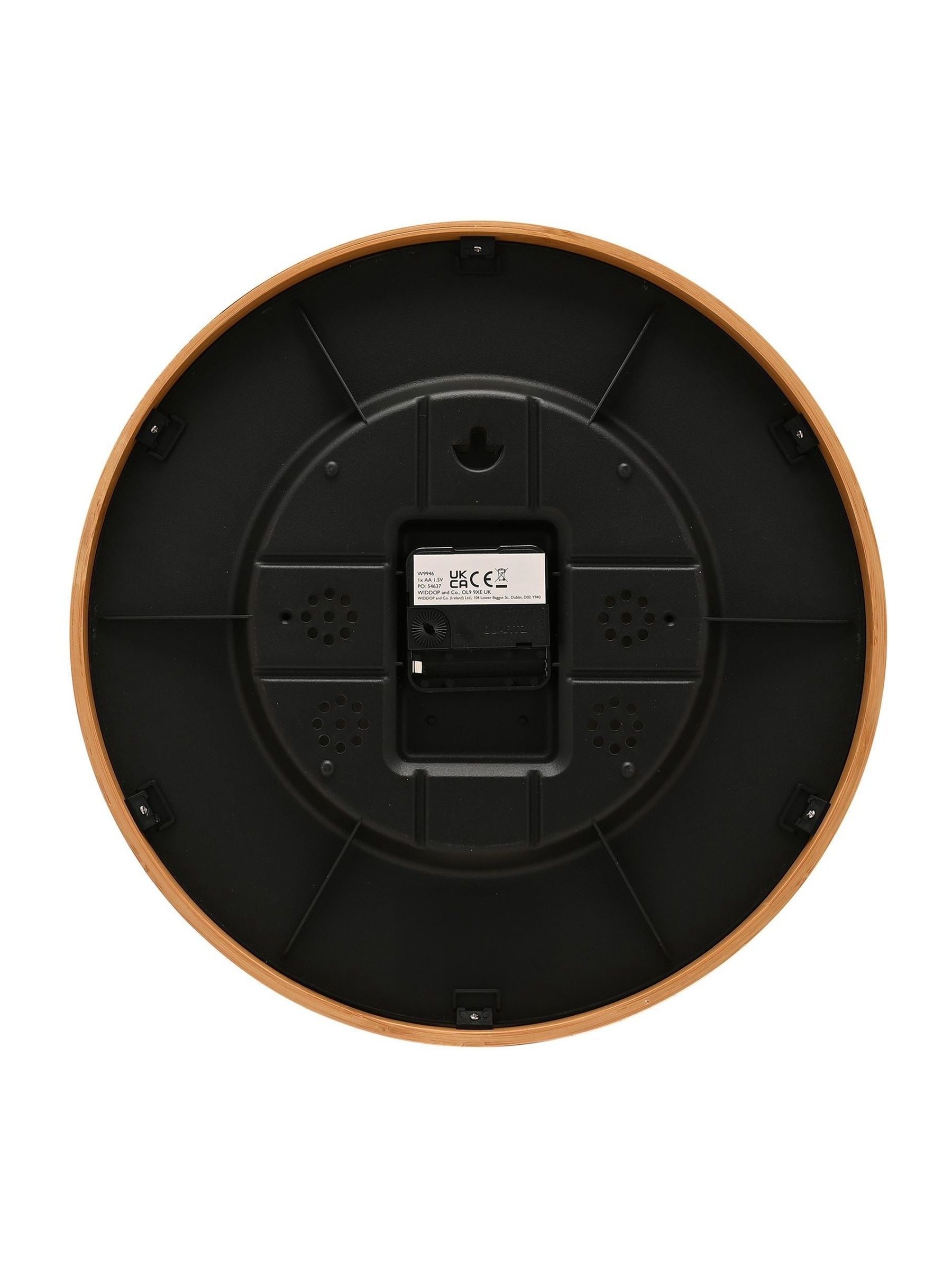 Widdop oak bamboo wall clock with grey dial - British product