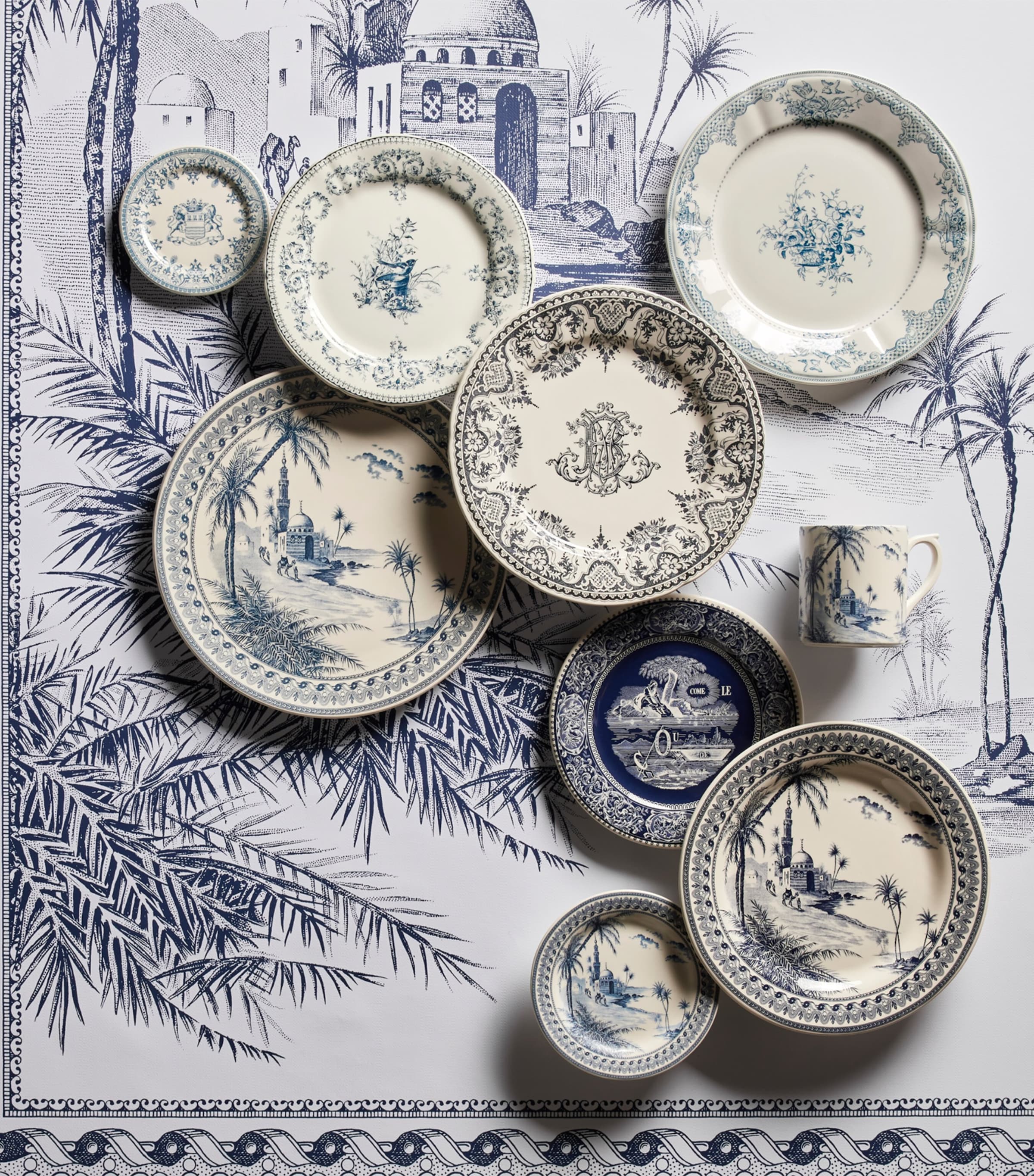 Gien Dépareillé dessert plates set of 6 ceramic, UK version