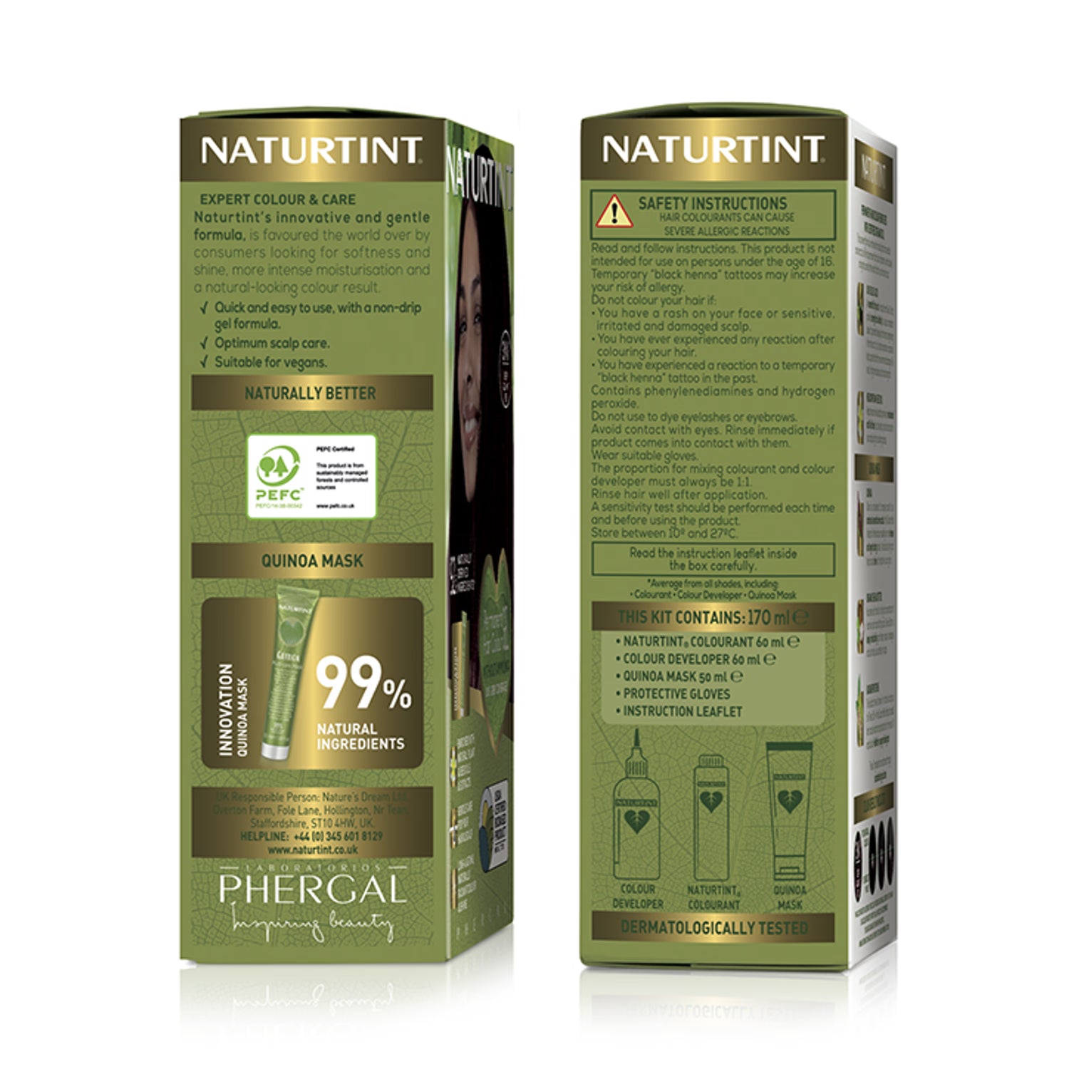 Naturtint hair colour 4WN Radiant Brown, imported from the UK