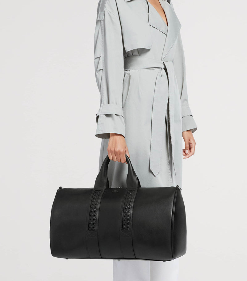 Aviteur Leather Woven-Detail Holdall with Calfskin and Alcantara Lining - British product