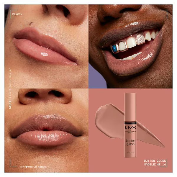 NYX Professional Makeup Butter Gloss Madeleine, imported from the UK