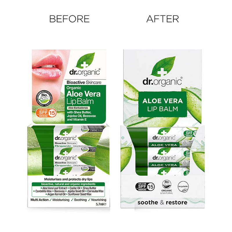 Dr Organic Aloe Vera Lip Balm SPF 15 5.7ml - British product