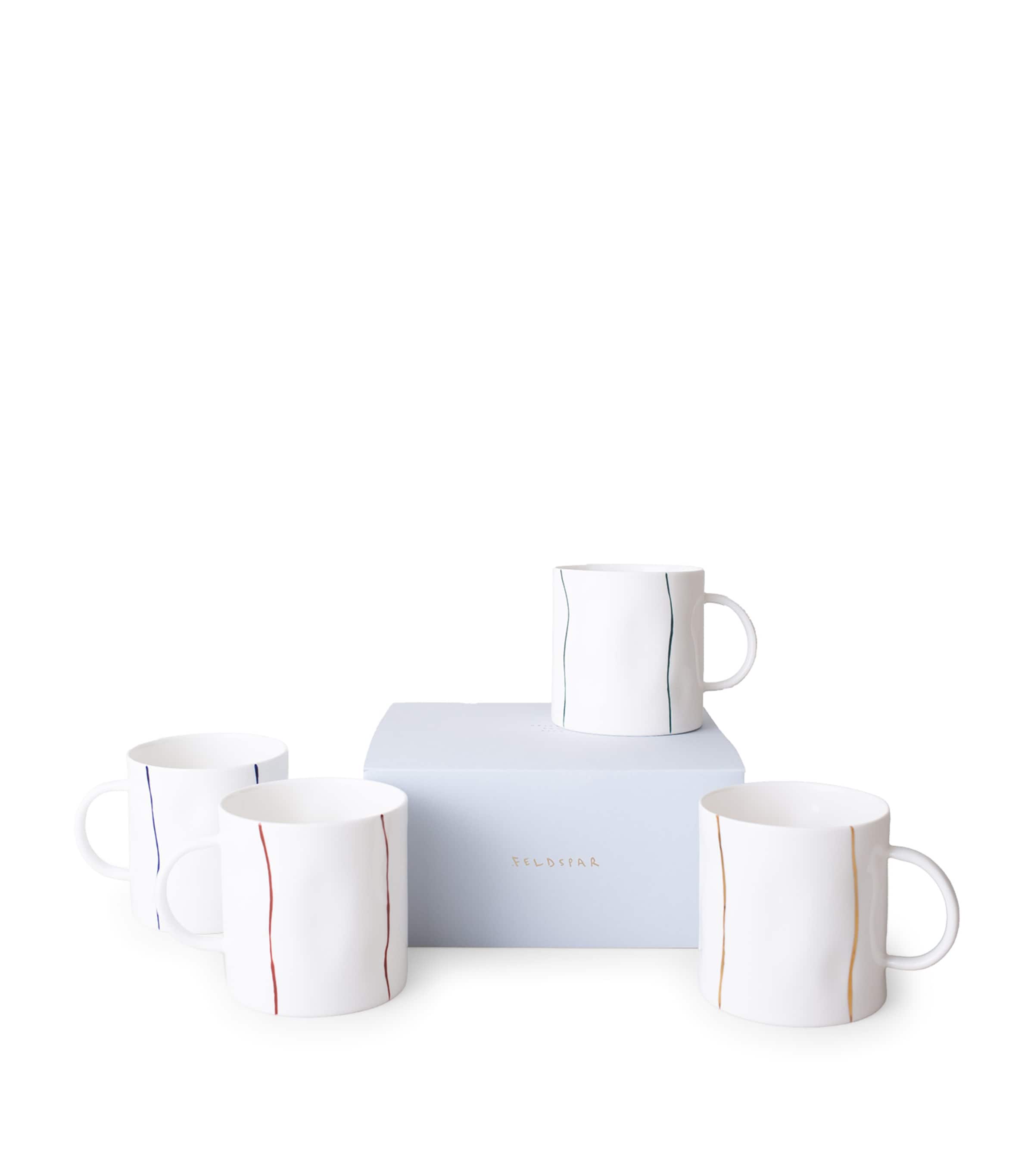 Feldspar fine bone china stripe tea mug set of 4 - British product