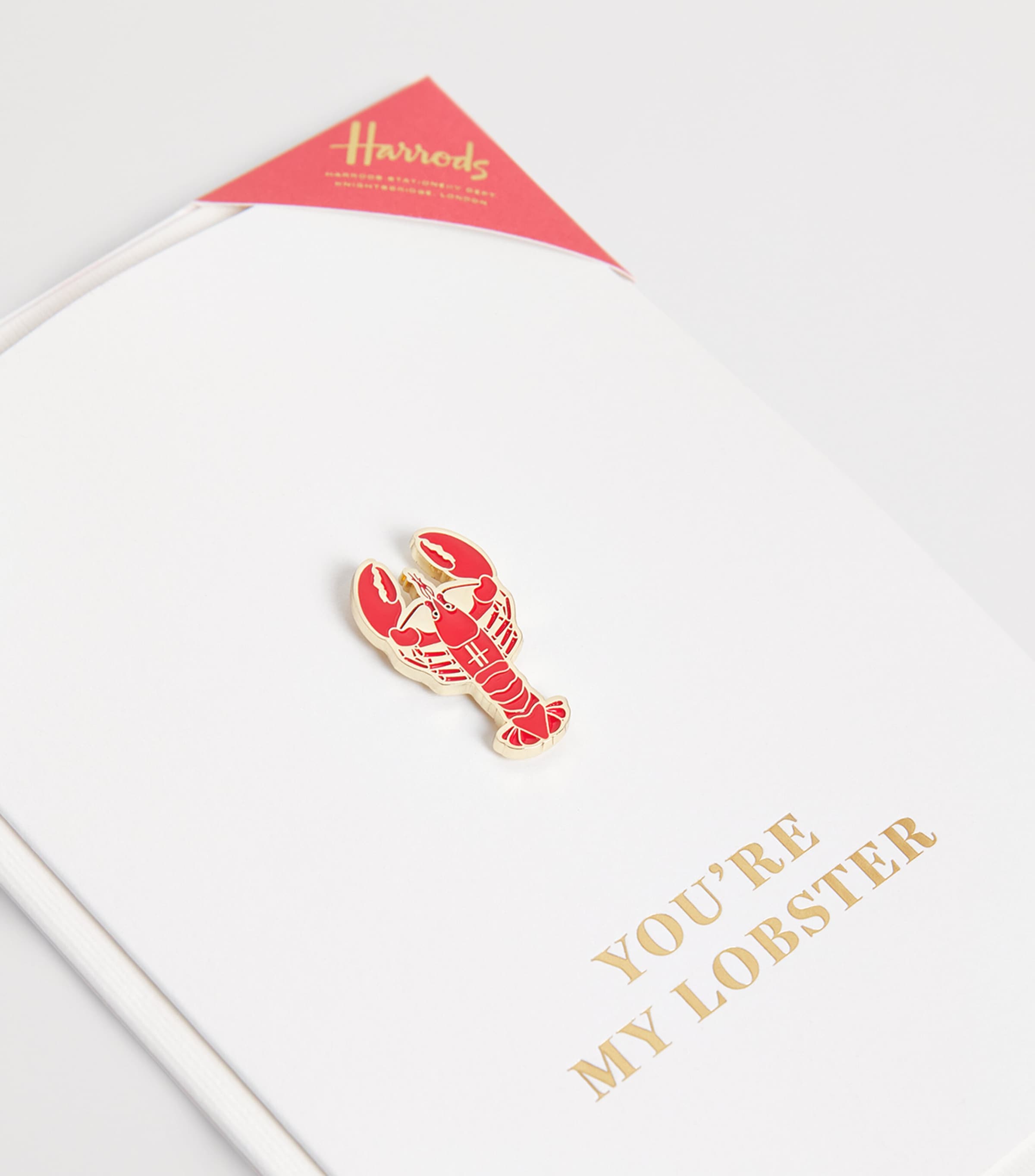 Harrods lobster pin badge card - British product