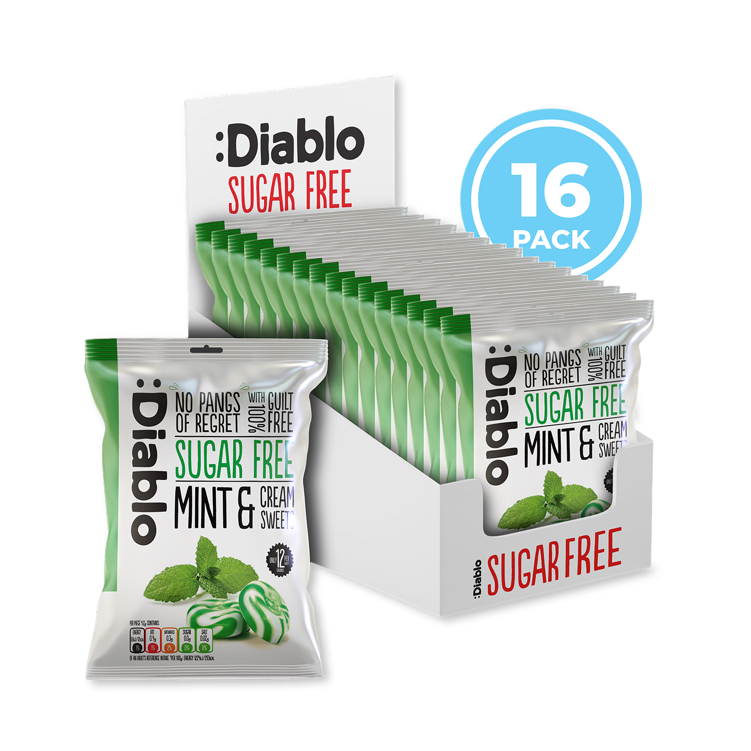 Diablo sugar free mint cream sweets 75g, UK version