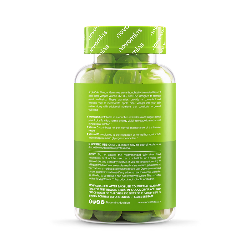 Novomins apple cider vinegar gummies 1000mg 60 count, UK version