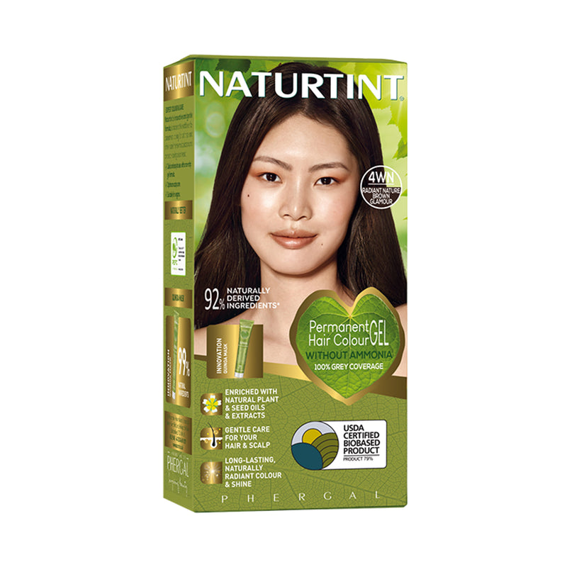Naturtint hair colour 4WN Radiant Brown, imported from the UK