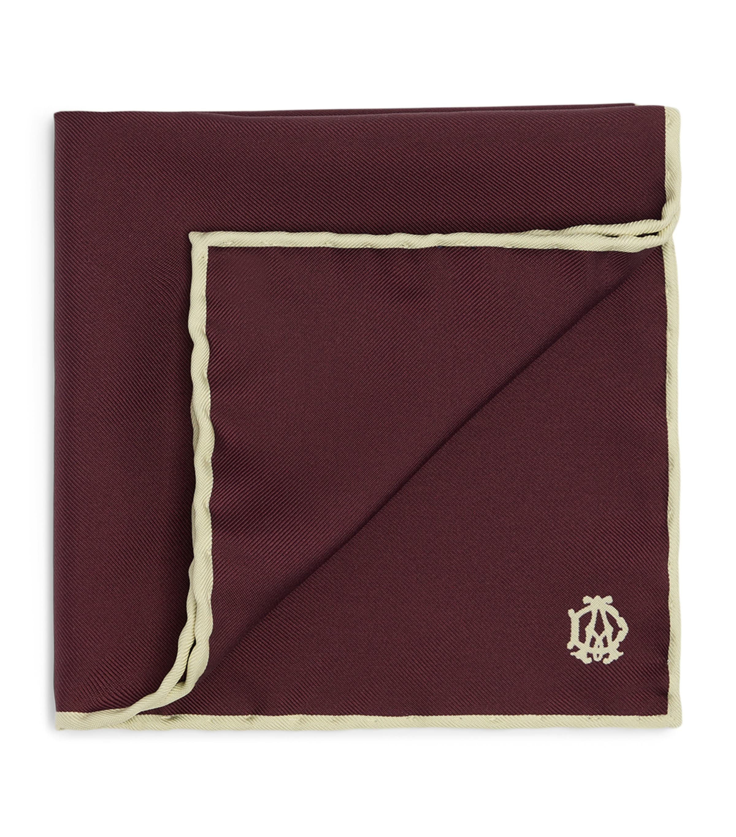 Dunhill mulberry silk cypher logo pocket square, UK version