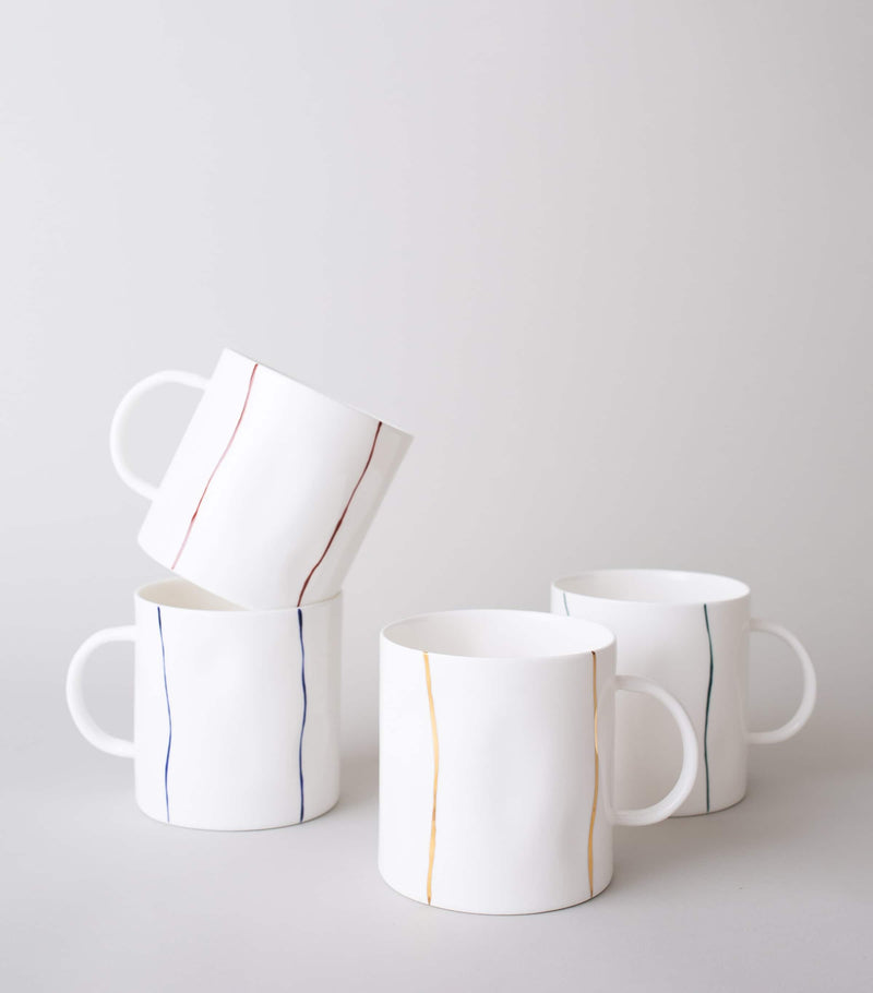 Feldspar fine bone china stripe tea mug set of 4 - British product