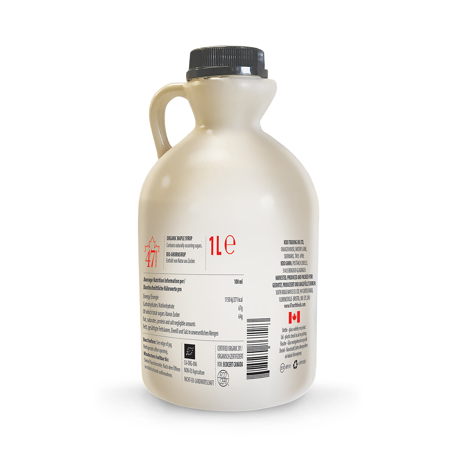 47° North organic maple syrup 1l, imported from the UK