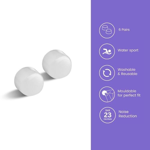 EarHub soft silicone earplugs 6 pairs (British brand)